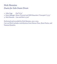 Nick Hennies - Duets for Solo Snare Drum