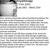 Jamison Bleached Waters - 2003 02 07 - Cryotherapy