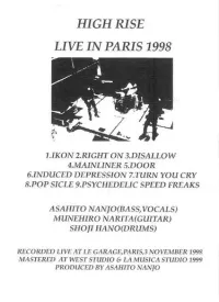 High Rise - Live In Paris 1998