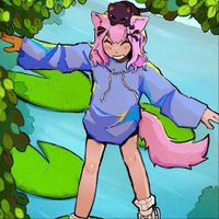 Glitch Cat - Floating Leaves