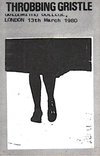 Throbbing Gristle - At Goldsmiths College, London 13th March 1980